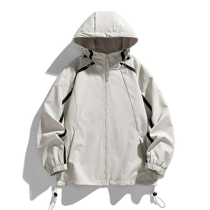 White hooded windbreaker White hooded windbreaker